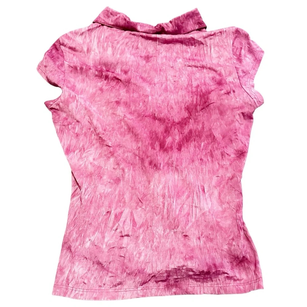 Y2k Rave Pink tie dye button up shirt size large made in the USA - Picture 2 of 12